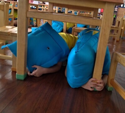 幼兒園學生確實執行趴掩穩三動作